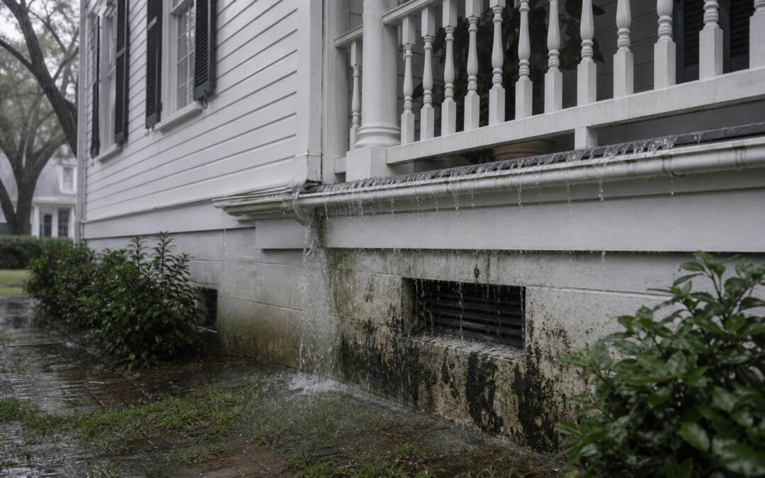 How Overflowing Gutters Cause Crawlspace Moisture and Mold in Charleston Homes